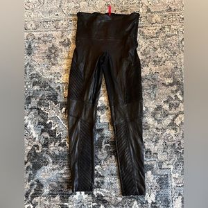Spanx Women's Black Mid Rise Moto Leggings